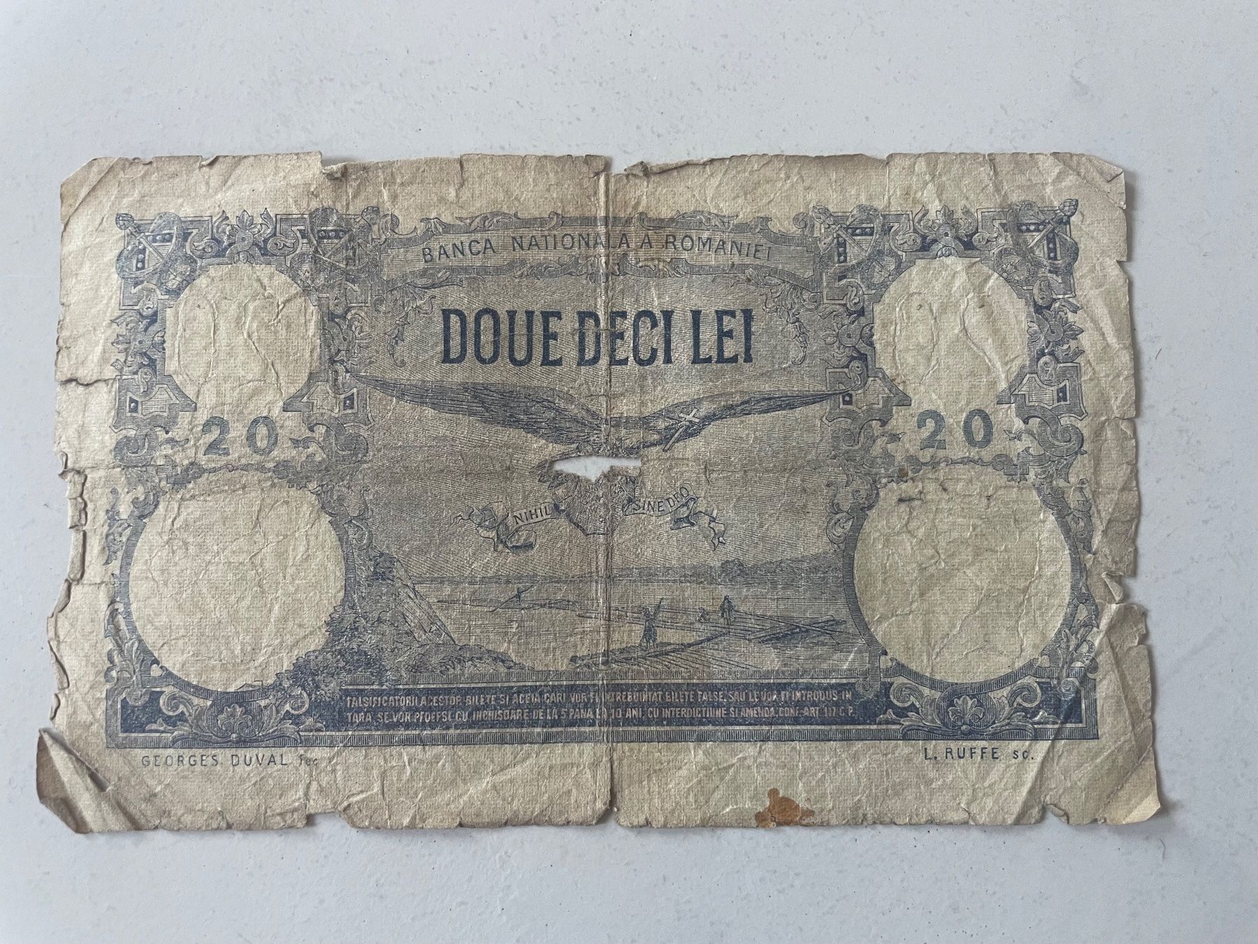 Banconote: Banknote ROMANIA 20 LEI 1929 – Usato da Minusio venduto da Pink222