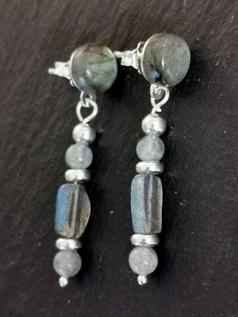 Orecchini pendenti & Orecchini a lobo: Boucles d'oreilles Argent 925 et Labradorites – Nuovo e nell'imballaggio originale da Veyrier venduto da Leilazizou 1