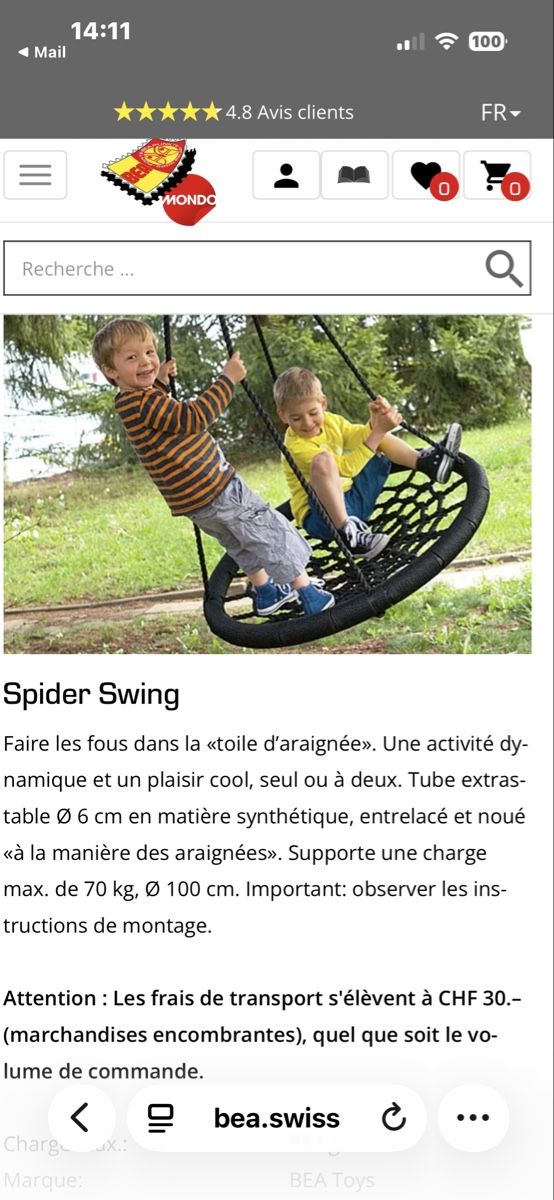 Altre altalene da giardino: Spider Swing Spinnetz-Schaukel – Usato da Cortaillod venduto da clsoooh 3
