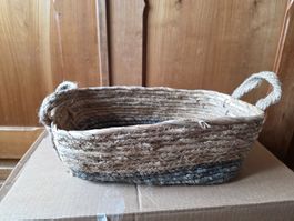Bast Stroh Korb 34 cm x 21 cm x 14 cm