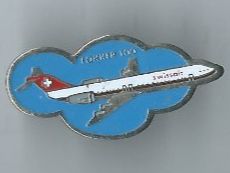 Swissair Flugzeug Pin  Fokker 100