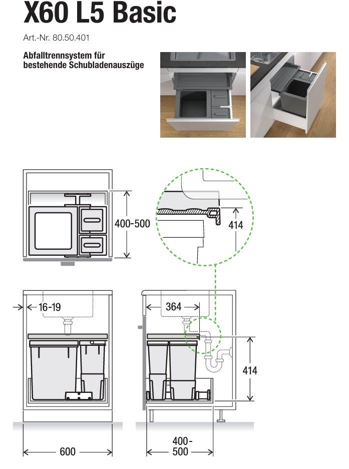 Müllex Abfalleimer: 066 Müllex Abfallsystem X60 L5 Basic – Neu und originalverpackt aus Derendingen von Meisterstuecke 3