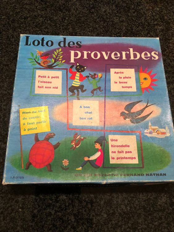 Jeu Ancien Loto Des Proverbes Saussine – Édition 14-18 Poilus, Complet Mais Avec Manque (jeton N°13) – Boîte à Restaurer