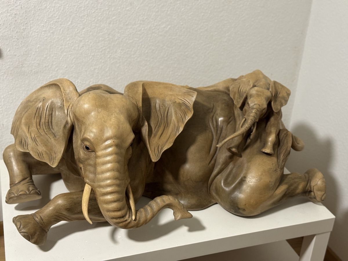 Sculture & Statue: Handgeschnitzter Holzelefant mit Baby – Nuovo (secondo la descrizione) da Elsau venduto da dle_6tg2 2