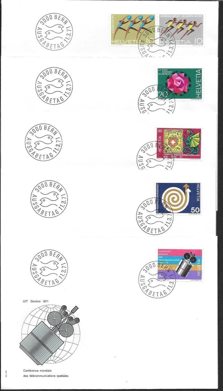 Tutti i francobolli: 5 FDC 490-495 Serie Einzelmarken ET 11.3.1971 – Nuovo (secondo la descrizione) da Olten venduto da clotaldi