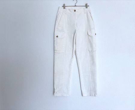 Weisse Cargohose Damenhose Baumwolle Cargo Hose Gr. 36