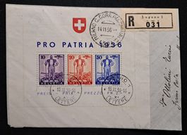 Block Pro Patria 1936 W8 Wehranleihe Briefausschnitt Lugano