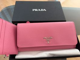 Prada Portemonnaie Saffiano Leder rosa neuwertig