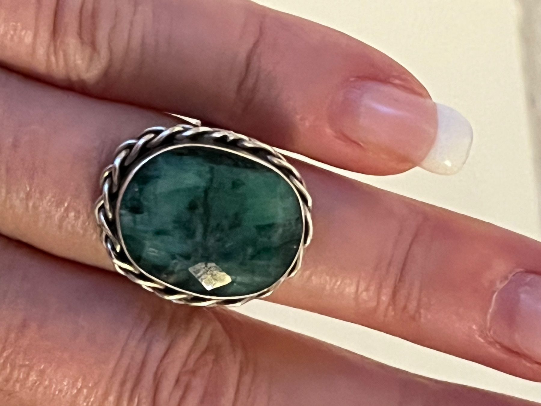 Ringe: Silber Ring gepunzt mit Grünem Stein – Gebraucht aus Kirchleerau von  7