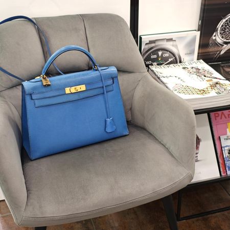 Hermès Kelly 32 Vintage Bleu France