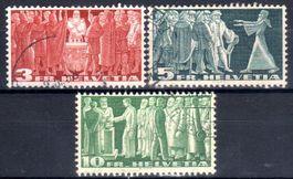 1942 SYMBOLISCHE DARSTELLUNG 3 MARKEN GEST. - CC28