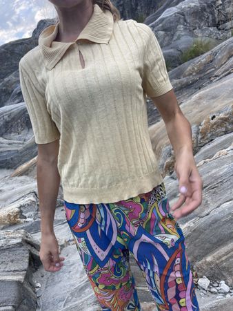 Chic Polo di cotone colore limone-tgM/L-feste👌vacanze