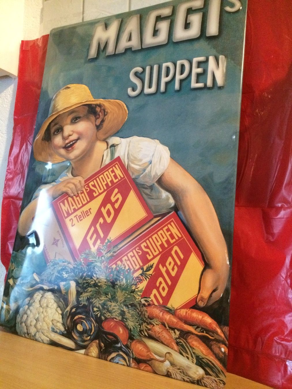 Maggi Insegne: EIN MAGGI - WERBE - BLECH-SCHILD/GLÄNZENDES SUJET / FAST NEU – Nuovo (secondo la descrizione) da EMMETTEN venduto da pfi_cbg5 5