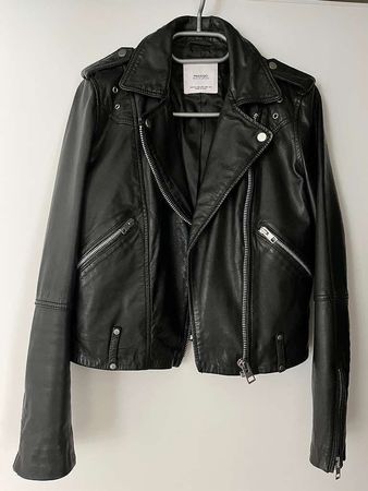 Lederjacke von Mango, Gr. XS, Farbe schwarz