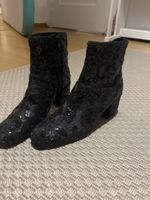 Schwarze Pailletten- Stiefeletten, Mascaro, 38