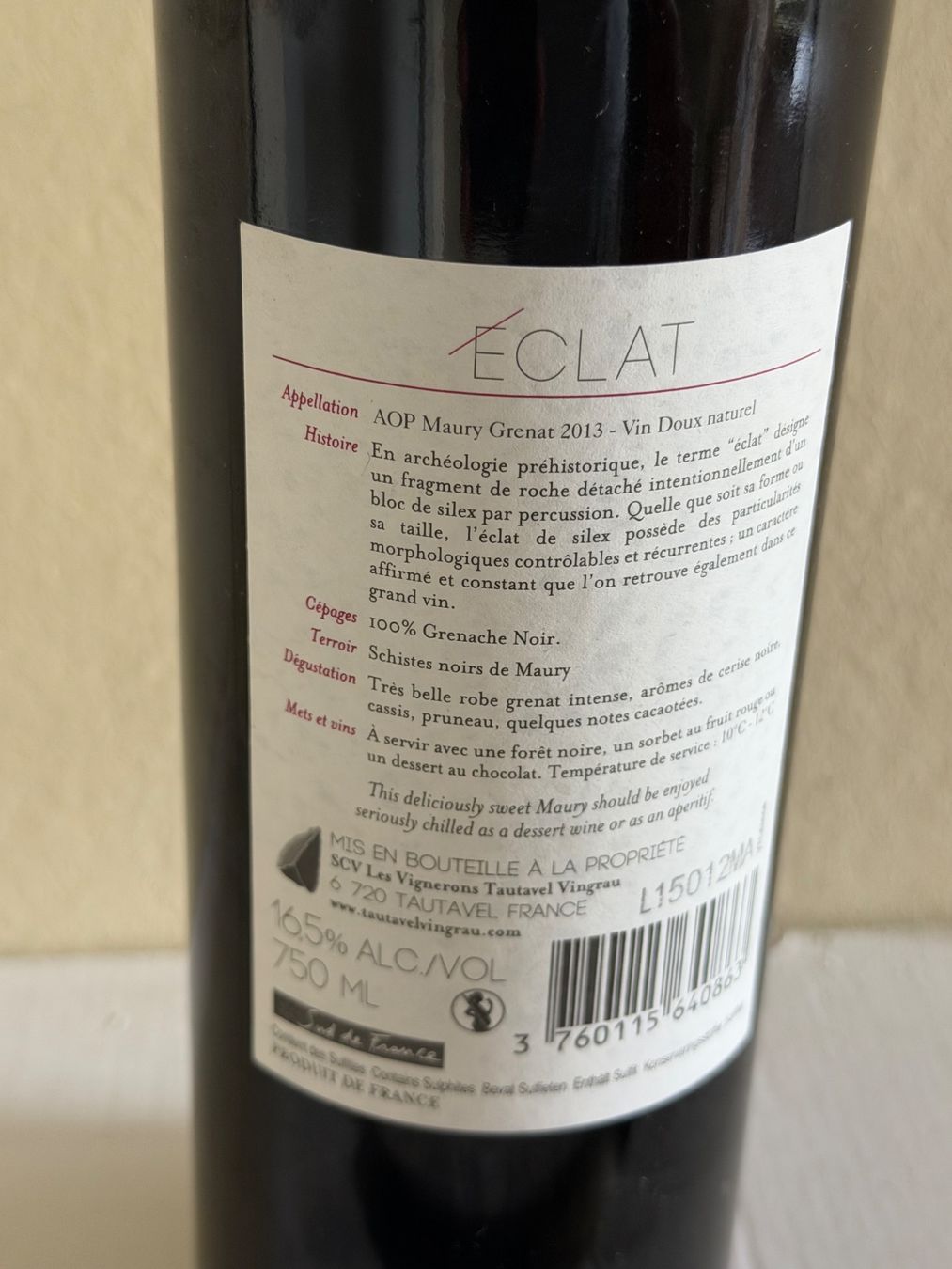 Vino: TAUTAVEL Vingrau 2013 Vin doux Naturel ÉCLAT 2013 – Nuovo (secondo la descrizione) da Roche VD venduto da luc_jwm5 3
