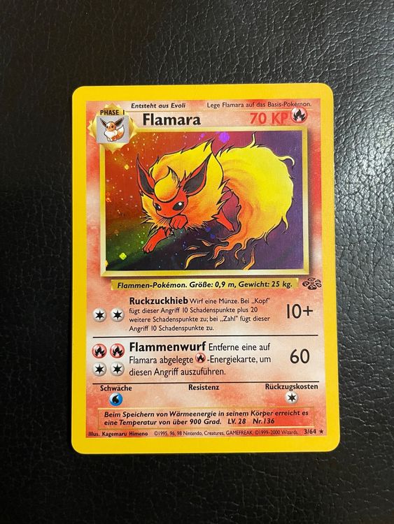 PSA 9 *1.Edition Holo Flareon ENG Jungle Pokemon 3/64 (Gebraucht) in