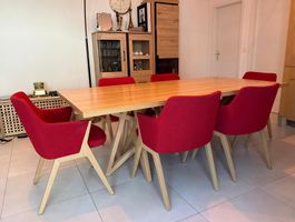 Salle à Manger Roche Bobois design bois massif + 6 Chaises