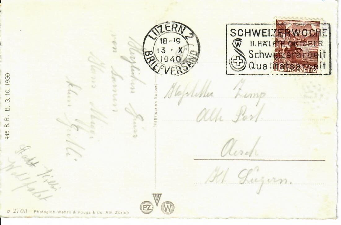 Ansichtskarten: Sarnen  1940 – Gebraucht aus Hochdorf von Ziegel-16 1