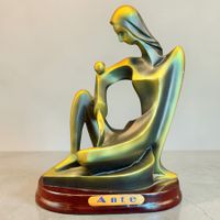Sculpture ANTE "Mère et enfant" en résine imitation bronze