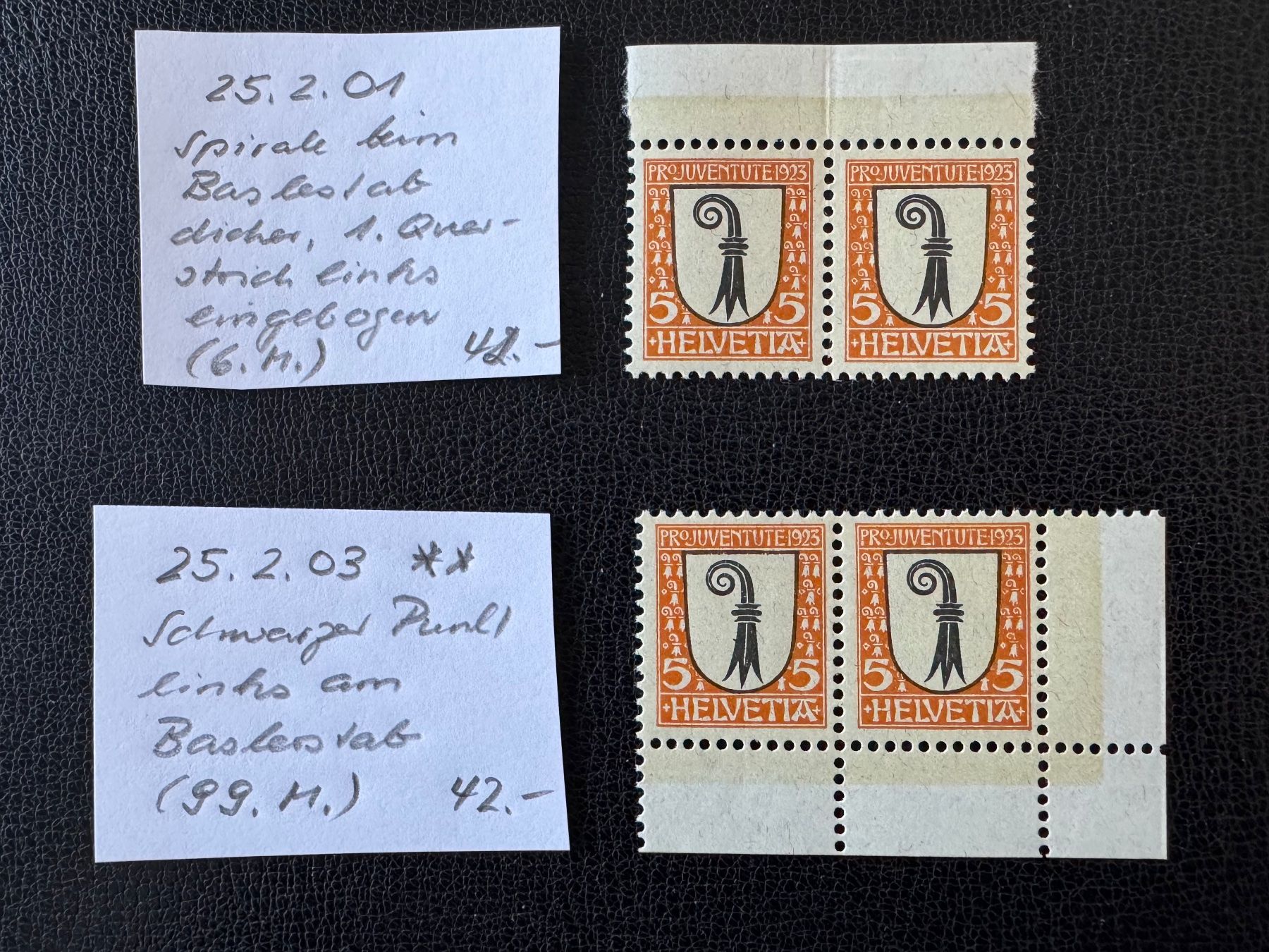 Alle Briefmarken: Pro Juventute 1923, 25.2.01 und 25.2.03, postfrisch – Neu (gemäss Beschreibung) aus Stallikon von HILDECH1