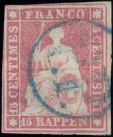 ++++Strubel 24A2 mit rarem blauen P.P.,SBK 1950.-+++Befund+