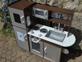 Spielküche Playtastic Holz braun silber top Zustand