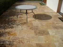 Gartenplatten Naturstein TRAVERTIN GOLD antik getrommelt 3cm