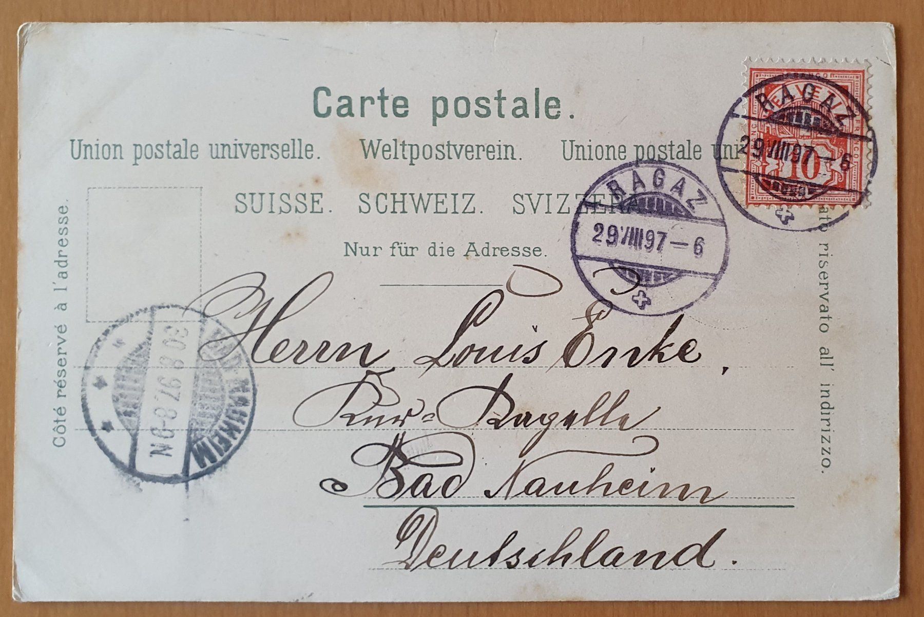 Cartoline postali: Gruss aus Ragaz 1897 – Usato da Kreuzlingen venduto da Rschweiz1 1