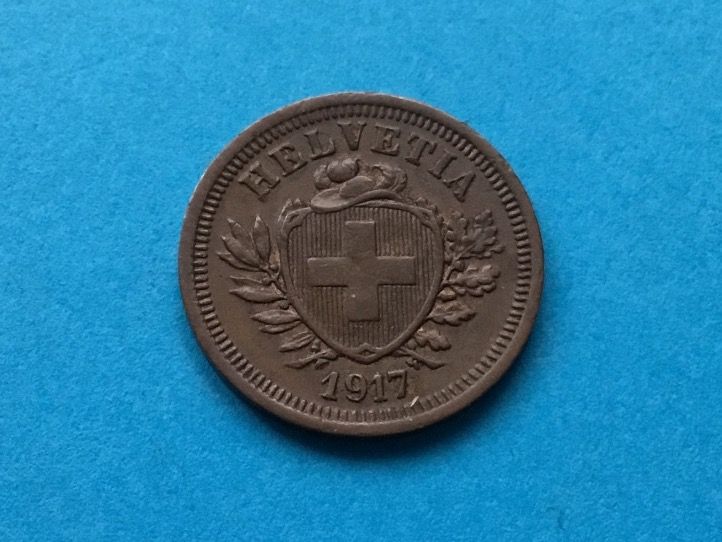 Alle Münzen: 1 Rappen 1917 VZ – Gebraucht aus St. Margrethen SG von alfapeugeot10
