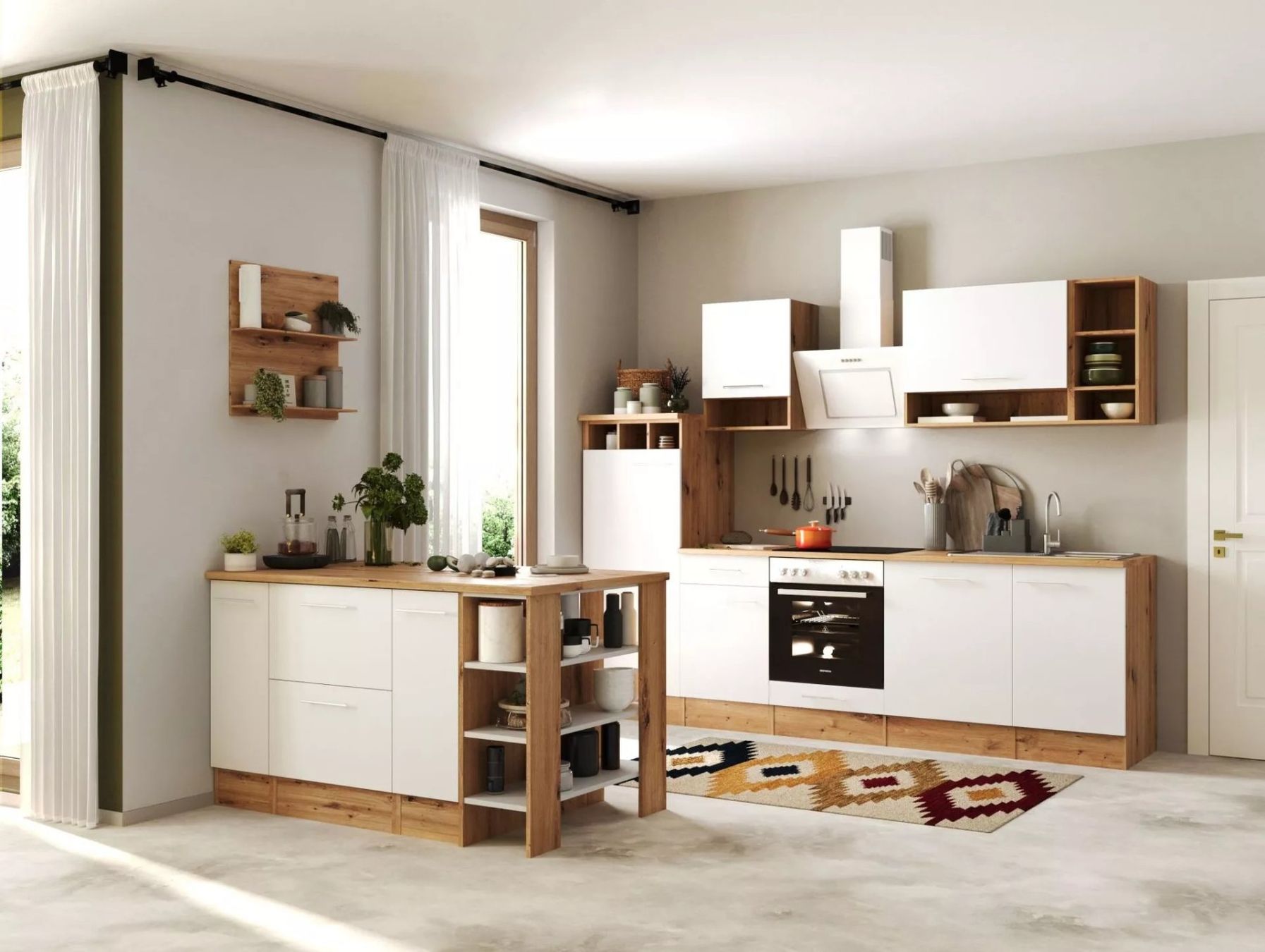 Cucine complete: 919 - Inselküche Einbauküche Eiche Weiss Hilde 280cm – Nuovo e nell'imballaggio originale da Wallenwil venduto da toesstalvertrieb 3