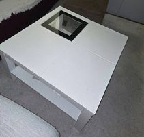 LIPO Couchtisch / Salontisch, weiss mit Glaseinsatz