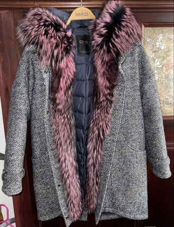 Tweed Parka Echtpelz Jacke Wintermantel