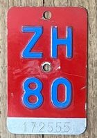 ZH 80 - VELONUMMER - FAHRRADSCHILD - ZH 80 - PLAQUE DE VELO