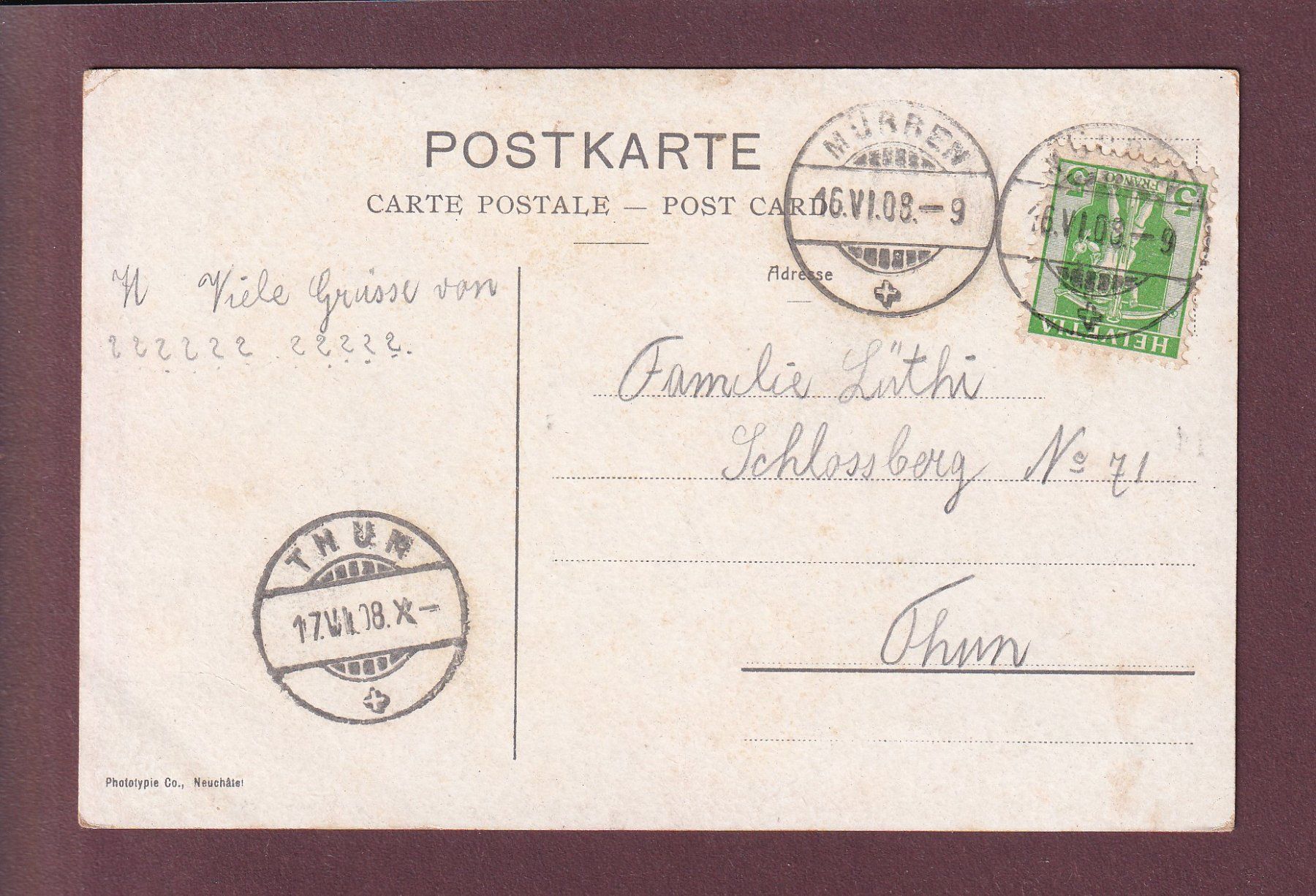 Cartes postales: MÜRREN - Mürrenbahn - 1908 – D'occasion à Pully par nicecards 1