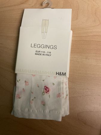 H&M Mädchen Fein Leggings Blumenmuster Gr. 110/116 Neu/OVP