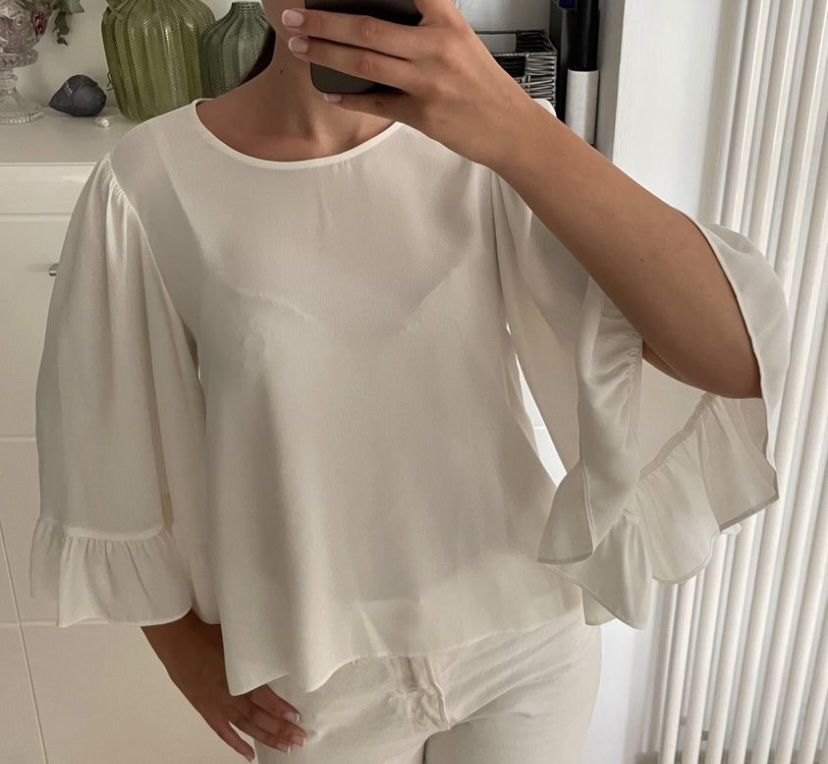 Zara Top: Haut Zara blanc large et léger, taille M – Usato da Châtelaine venduto da nan_j75j