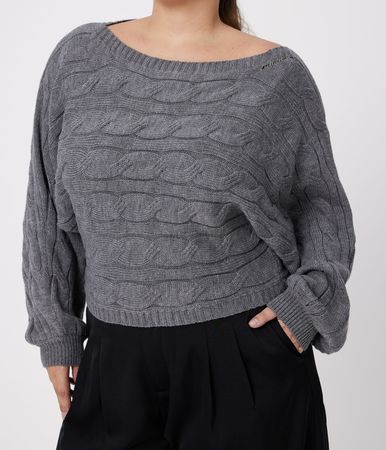 Pull en tricot, torsades gris neuf Taille 46