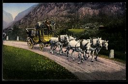 Schweizerische Gebirgspostkutsche mit f