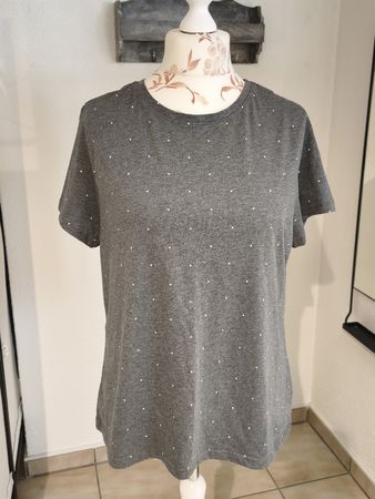 Graues T-Shirt mit Punkten, Grösse XL, Sommerlich & Frisch