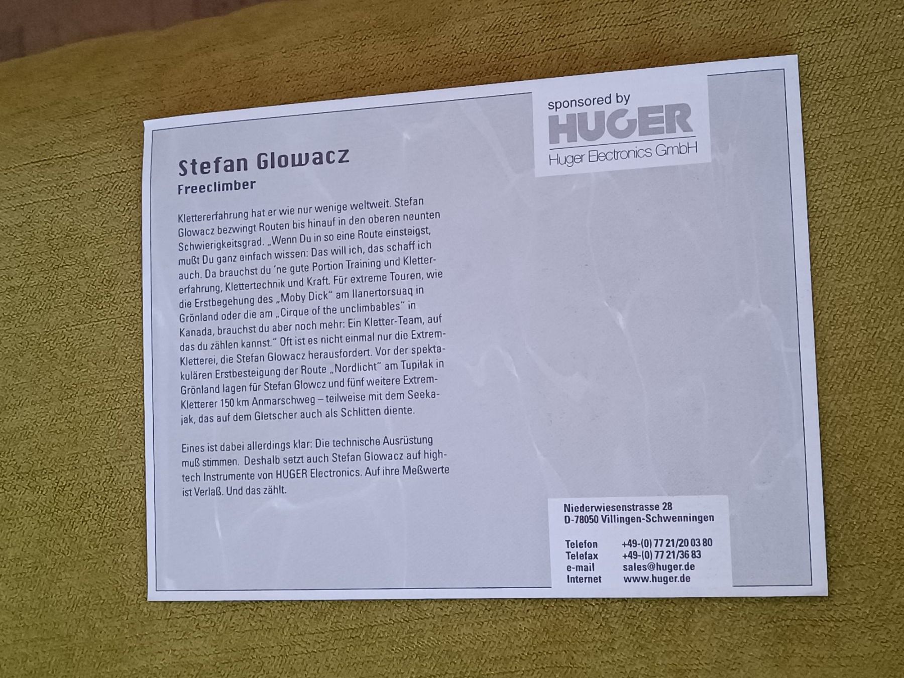 Autogramme: Stefan Glowacz - handsigniert – Gebraucht aus Menziken von Autogramme 1