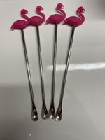 4 Pink Flamingo Cocktail Stirrers
