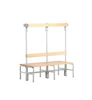 %Umkleidebank, Stahlrohr/Holz, mit Garderobenteil, 150cm