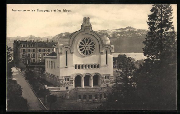 Ansichtskarten: Lausanne, La synagoque et les Alpes, Syn – Gebraucht aus Berlin von bartko-reher