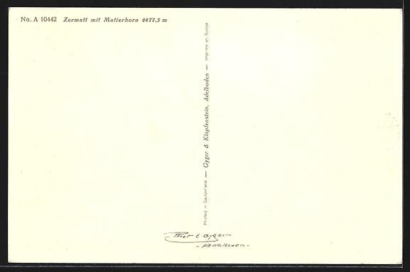 Cartoline postali: AK Zermatt, Blick gegen das Matterhorn – Usato da Berlin venduto da bartko-reher 1
