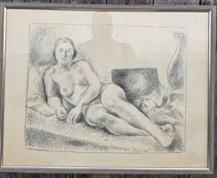 A. Blanchet -  Zeichnung - Akt - Gerahmt