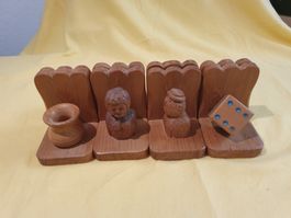 Vintage Buchstützen aus Massivholz (Paarpreis)