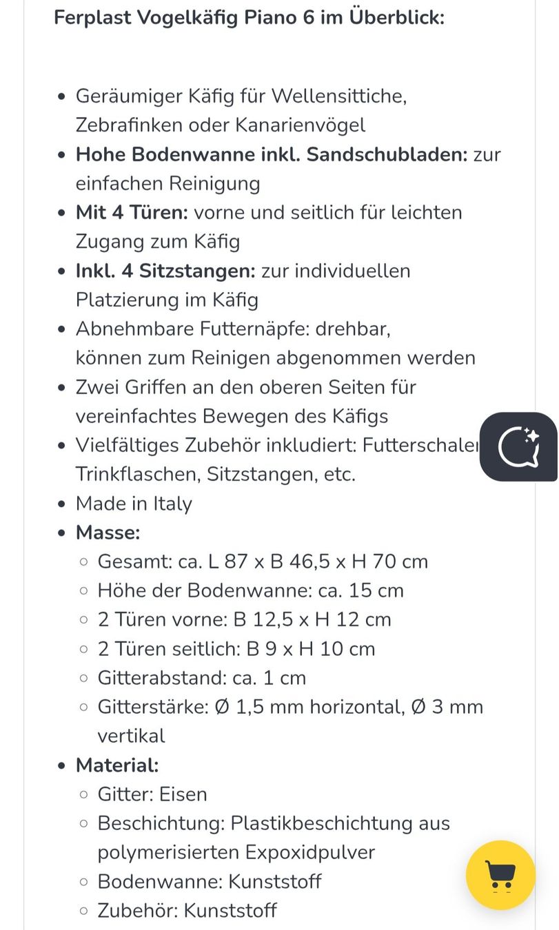 Ferplast Käfige, Transport & Sicherheit: Vogelkäfig Ferplast Piano 6 – Gebraucht aus Konolfingen von rose999 4