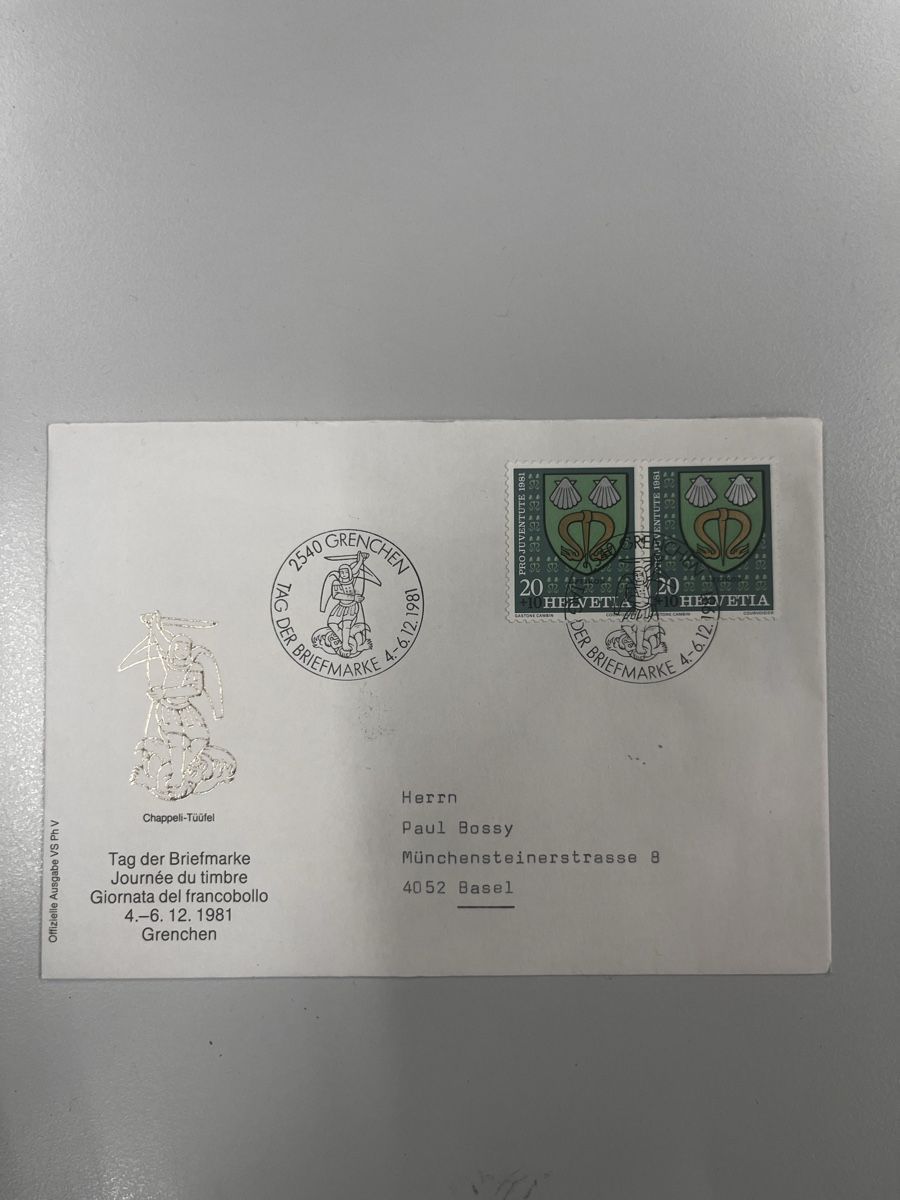 Alle Briefmarken: Briefumschlag "Tag der Briefmarke Grenchen 1981" Stempel – Gebraucht aus Muttenz von Totkel