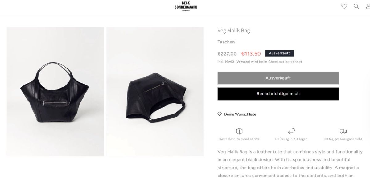 Becksöndergaard Borse da donna: Schwarze Ledertasche BeckSöndergaard – Usato da Winterthur venduto da yosushi 8